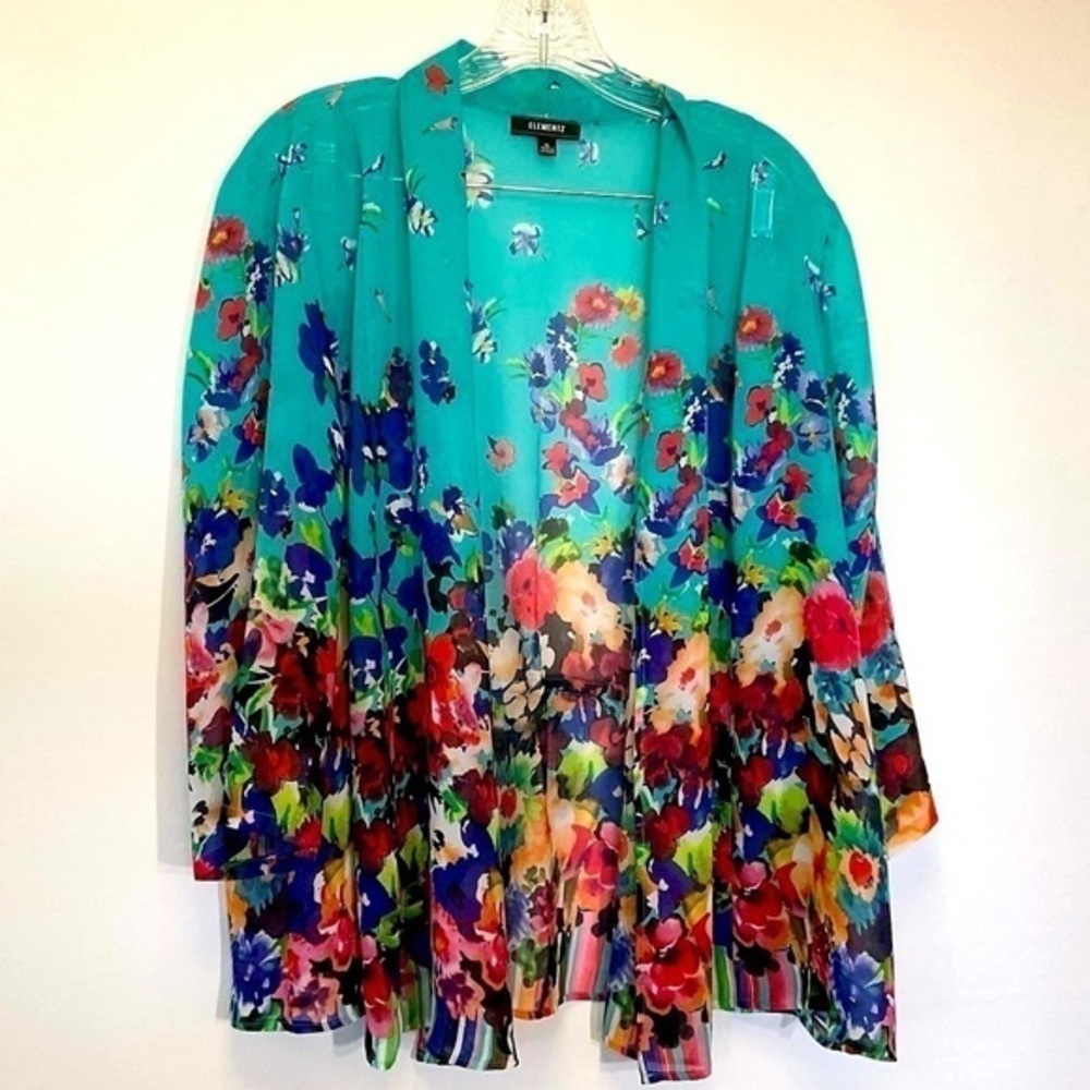 Elementz shear floral overlay top, size XL